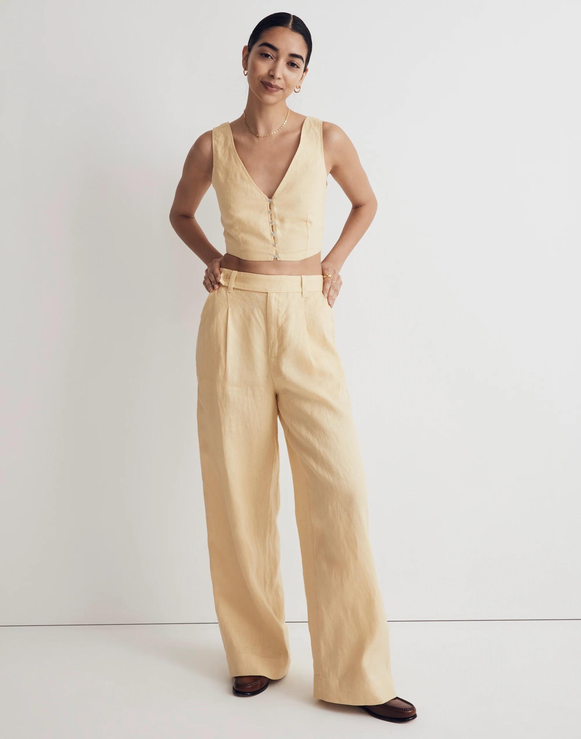 The Harlow Wide-Leg Pant in 100% Linen Product Image