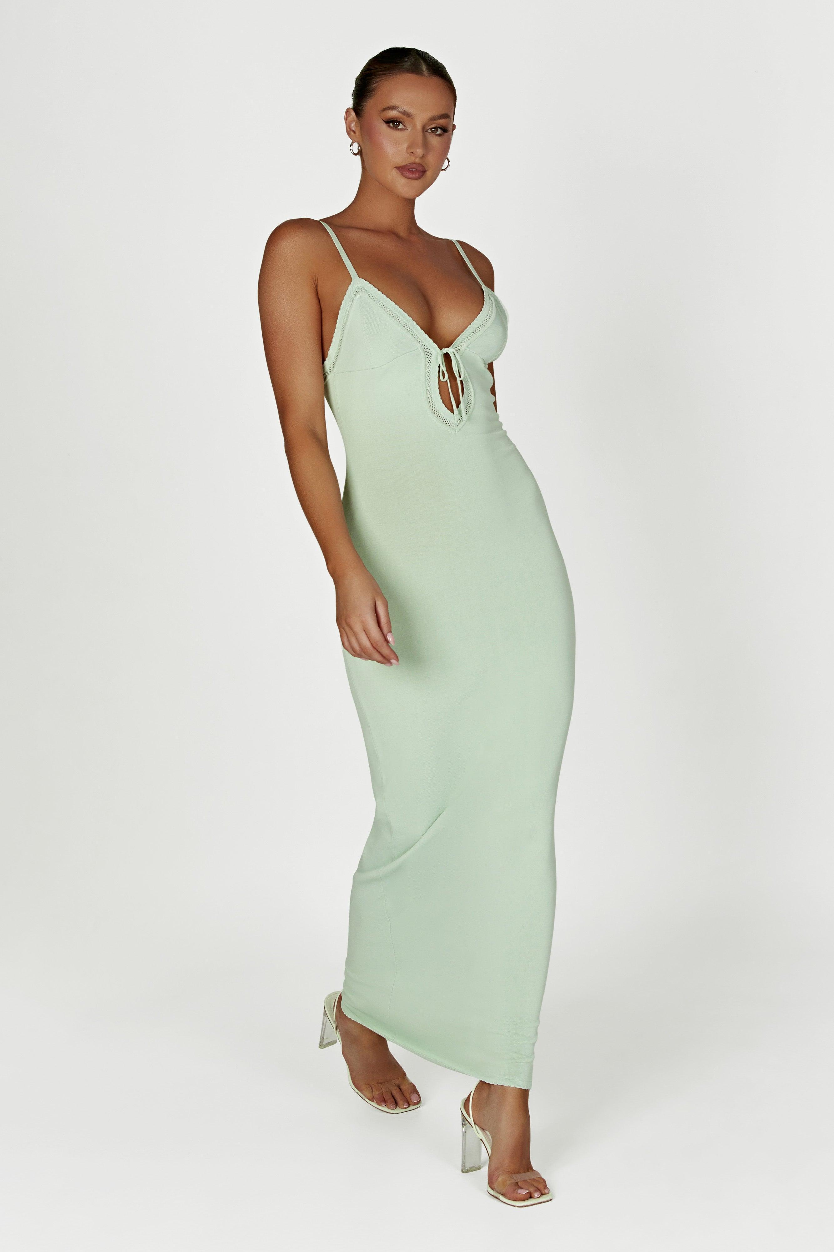 Maia Pointelle Knit Maxi Dress - Pistachio Green Product Image