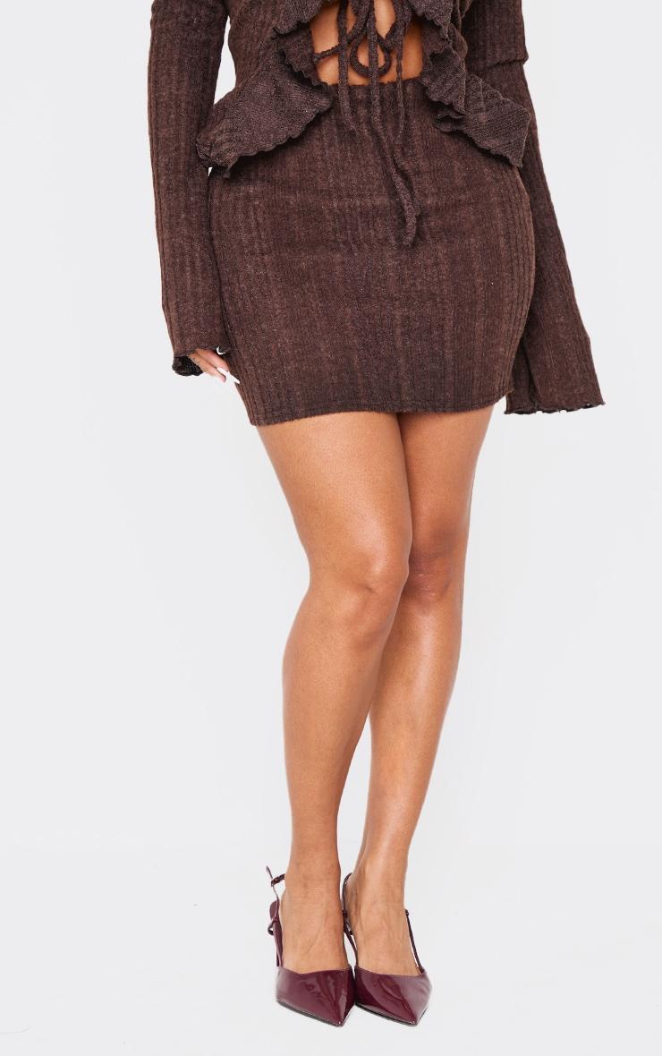 Shape Chocolate Brushed Rib Mini Skirt Product Image