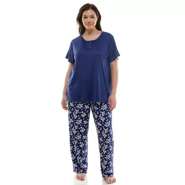 Plus Size Croft & Barrow Short Sleeve Pajama Top and Pajama Pants Set, Womens Product Image