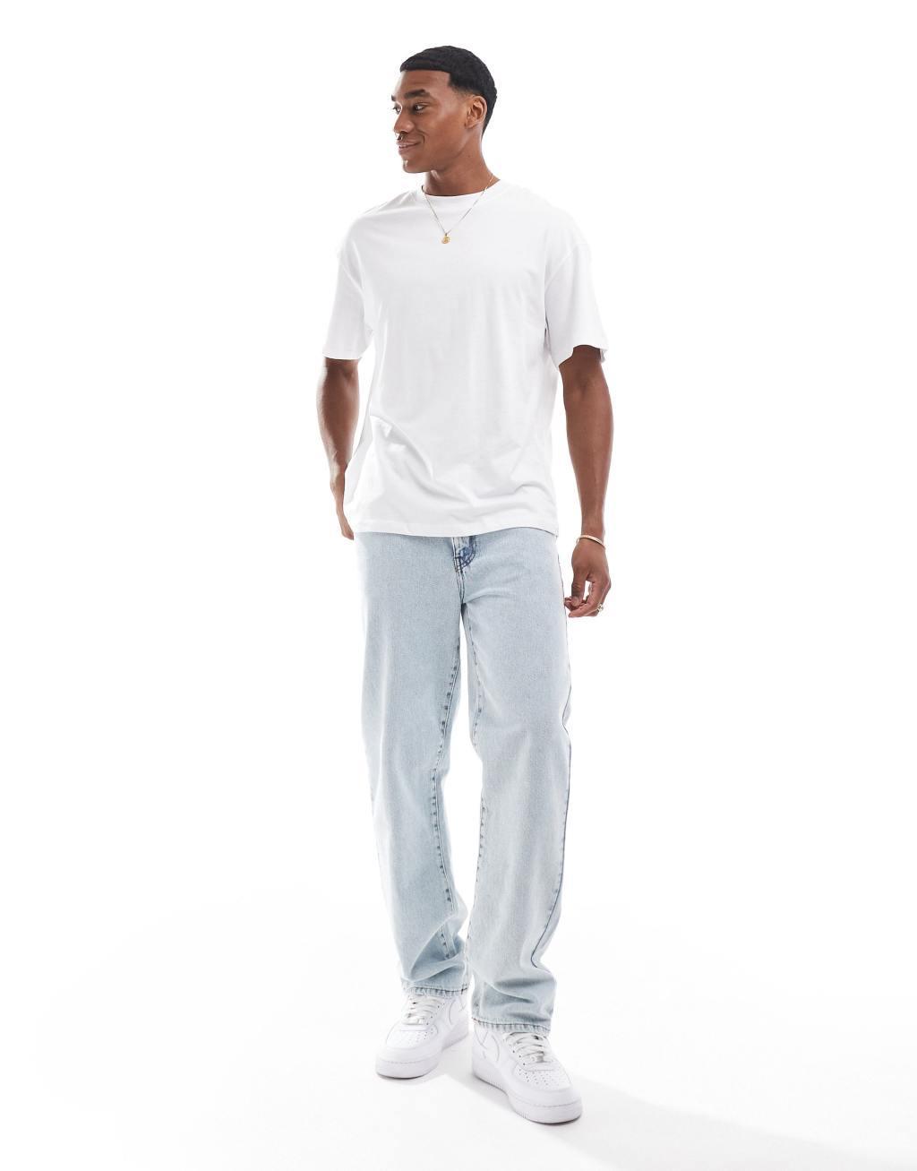 Jack & Jones 2-pack oversized T-shirts in white Product Image