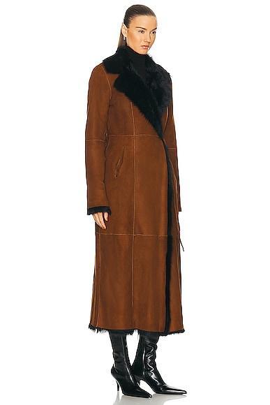 NOUR HAMMOUR Joni Shearling Coat in Cognac Product Image