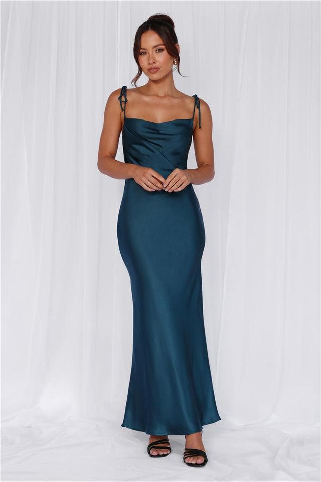 HELLO MOLLY The Penelope Cowl Satin Maxi Dress Teal Product Image