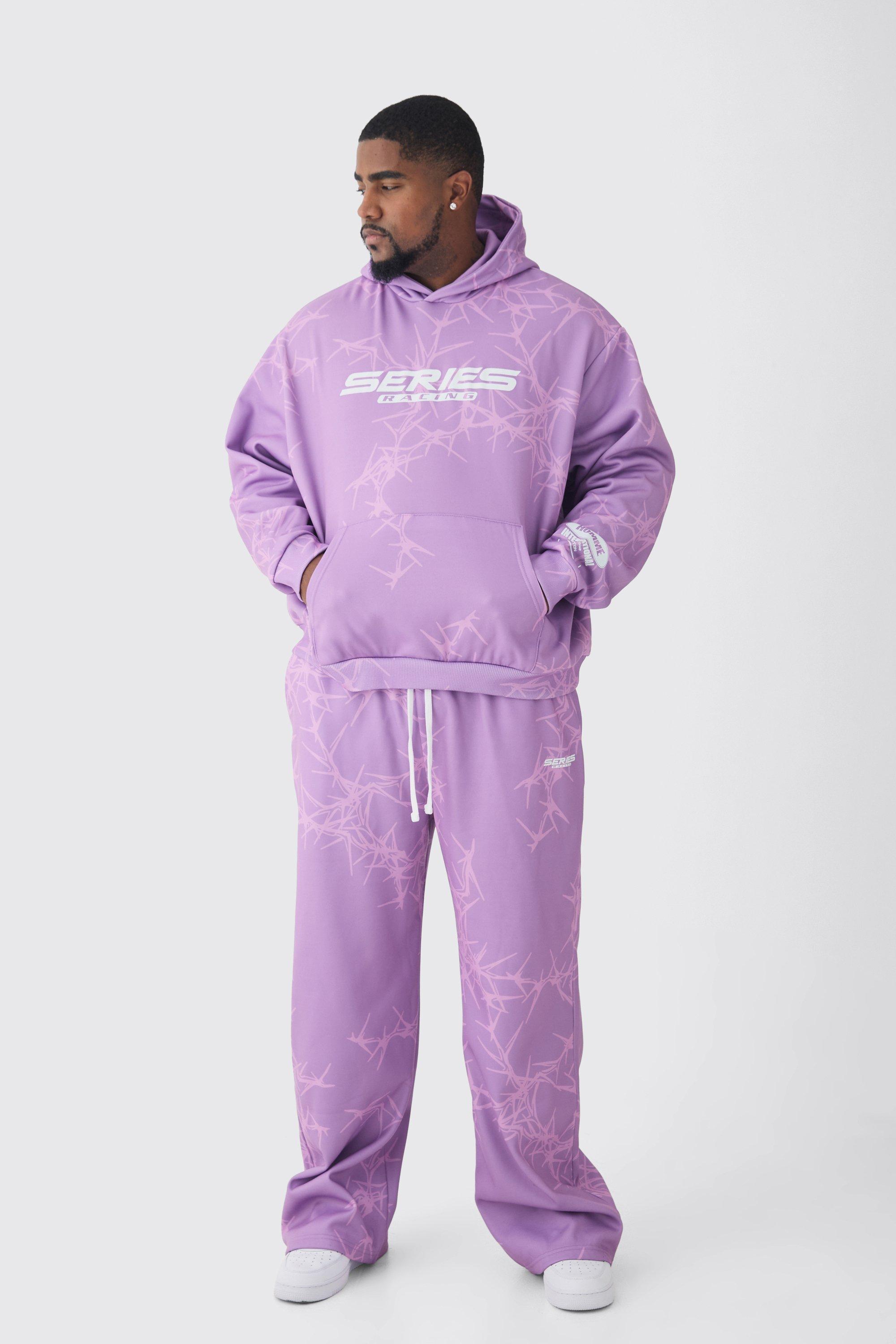 Plus Oversized Boxy All Over Print Relaxed Sweatpants Tracksuit | boohooMAN USA Product Image