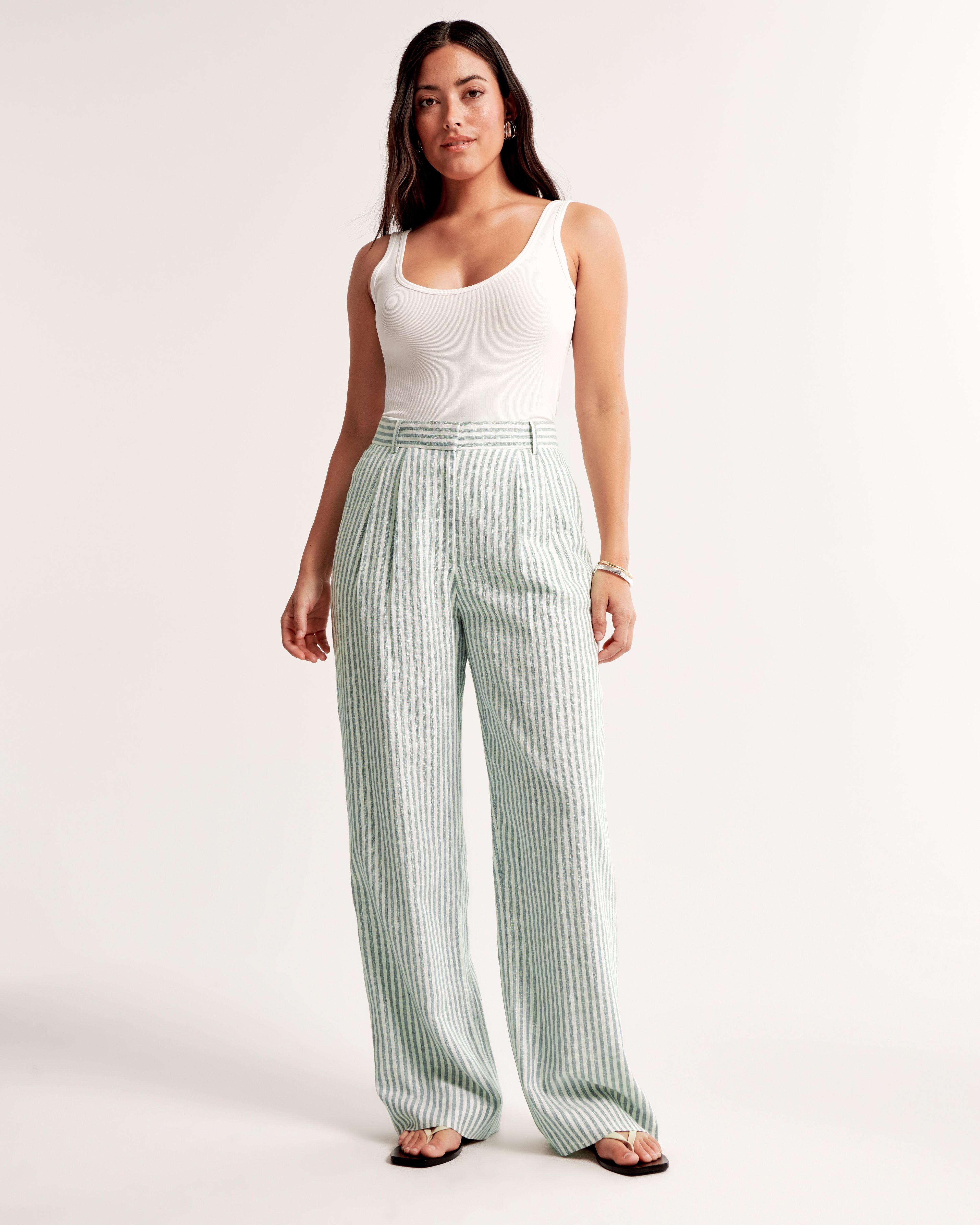 Curve Love A&F Sloane Tailored Linen-Blend Pant product image