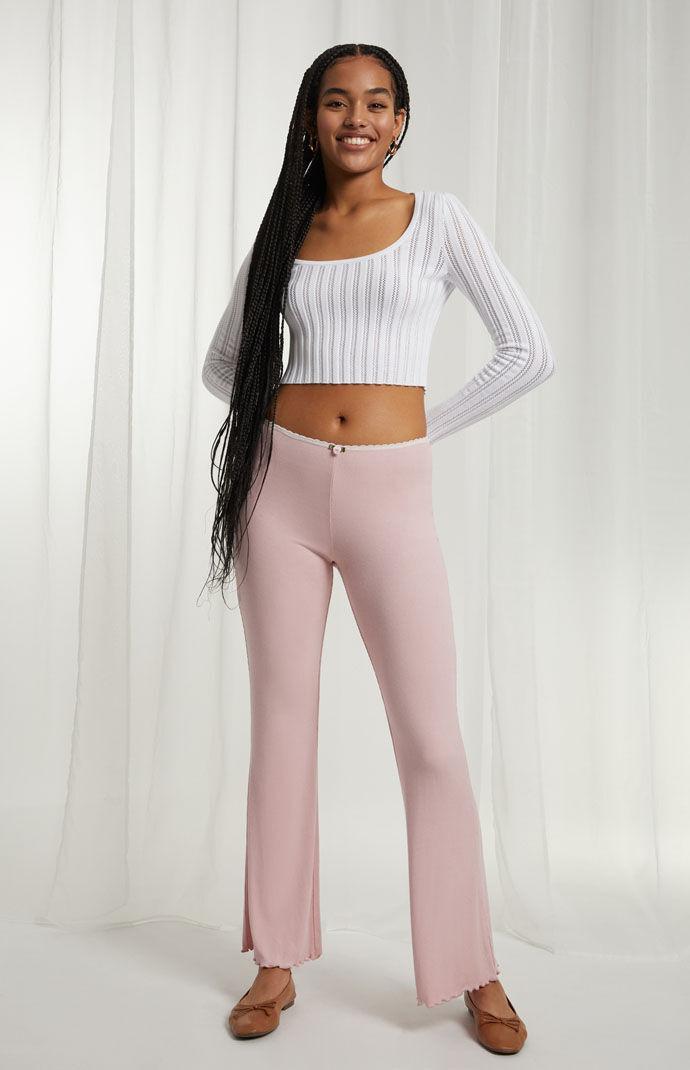 Beverly and Beck Womens Rosette Knit Flare Pants Product Image