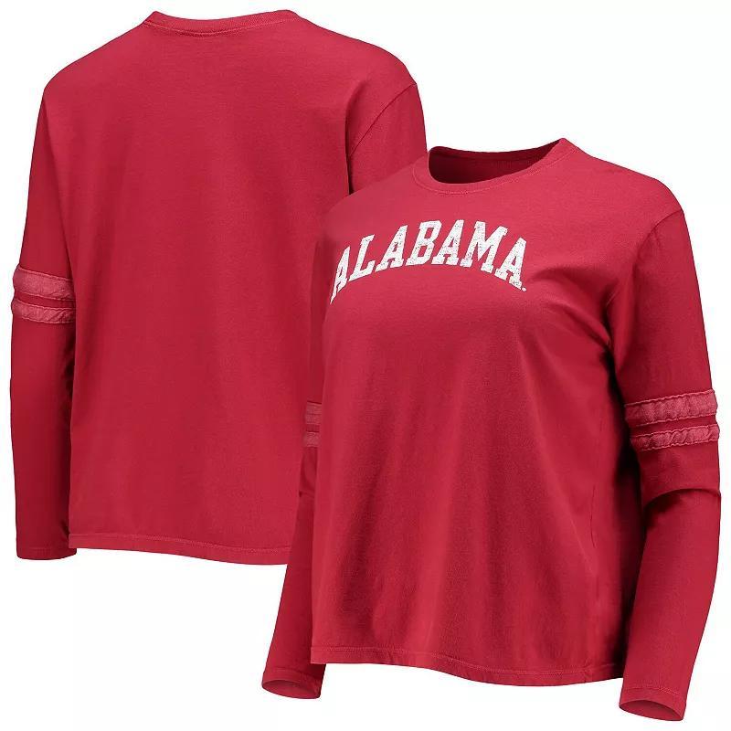 Womens Original Retro Brand Crimson Alabama Crimson Tide Vault Vintage Stripe Long Sleeve T-Shirt Product Image