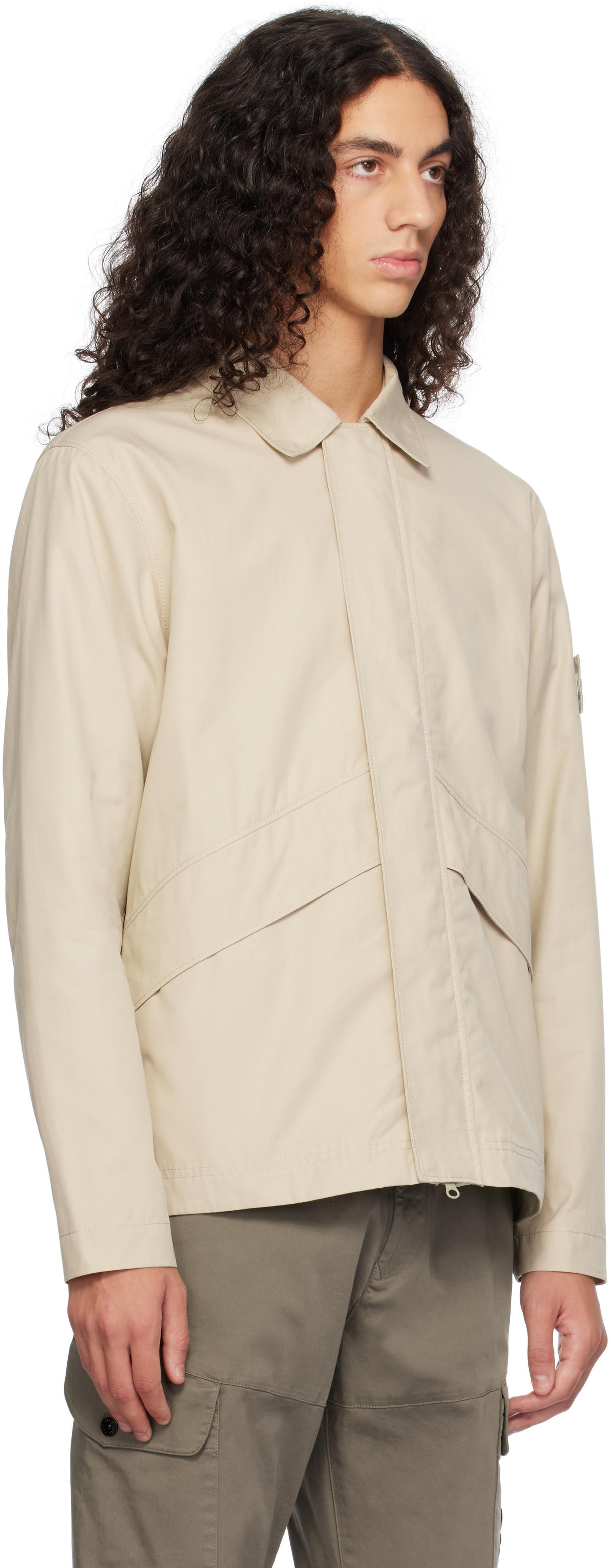 STONE ISLAND Beige 107f1 Weatherproof Cotton Canvas Ghost Overshirt Product Image