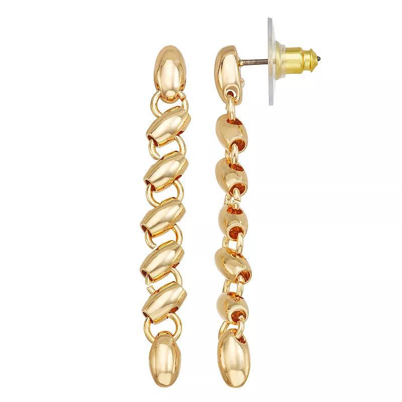 Nine West Gold Tone Interlinked Bead Chain Earrings, Womens Product Image