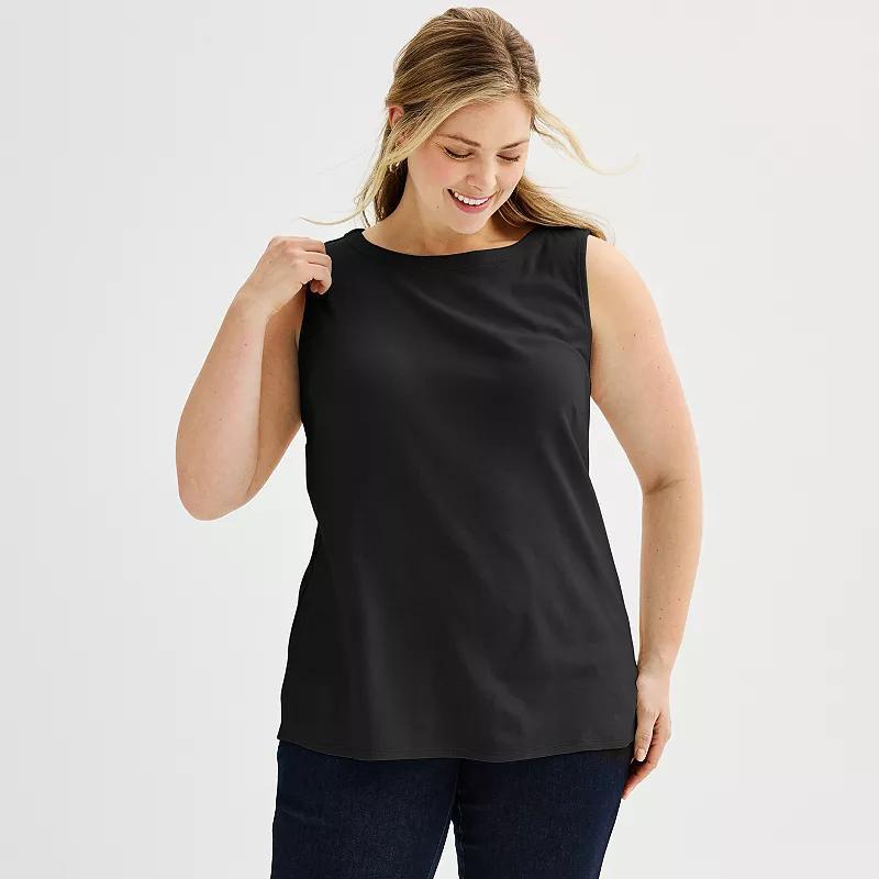 Plus Size Croft & Barrow Sleeveless Bateau Top, Womens Product Image