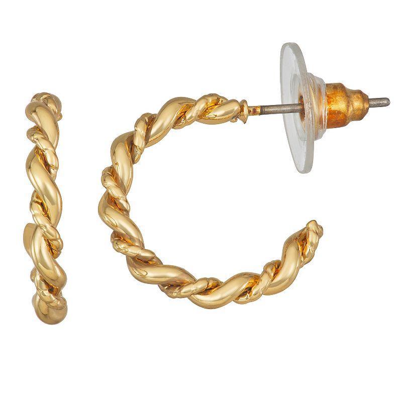 Napier Gold Tone Small Open C-Hoop Earrings, Womens Product Image