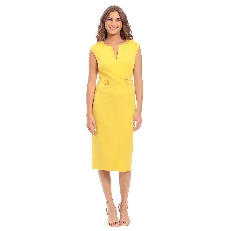 Womens London Times Midi Sheath Dress Yellow Product Image