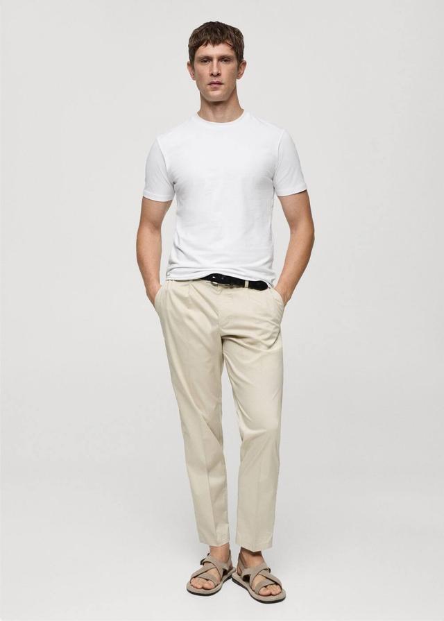 Stretch cotton T-shirt - Men | MANGO USA Product Image