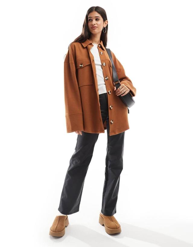 ASOS DESIGN supersoft shacket in mocha Product Image