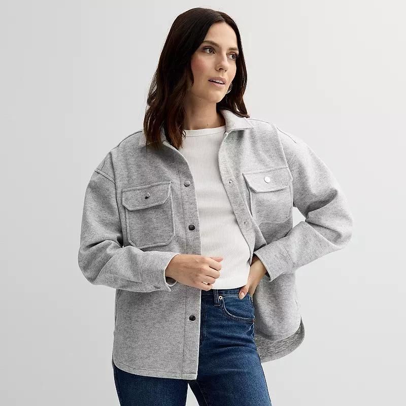 Womens Sonoma Goods For Life Oversized Shacket Light Fossil Grey Product Image