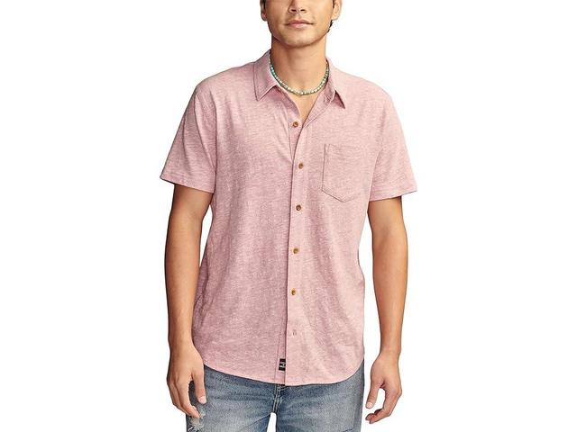 Lucky Brand Linen Short Sleeve Button Up Shirt (Red Violet) Men's Short Sleeve Knit Product Image