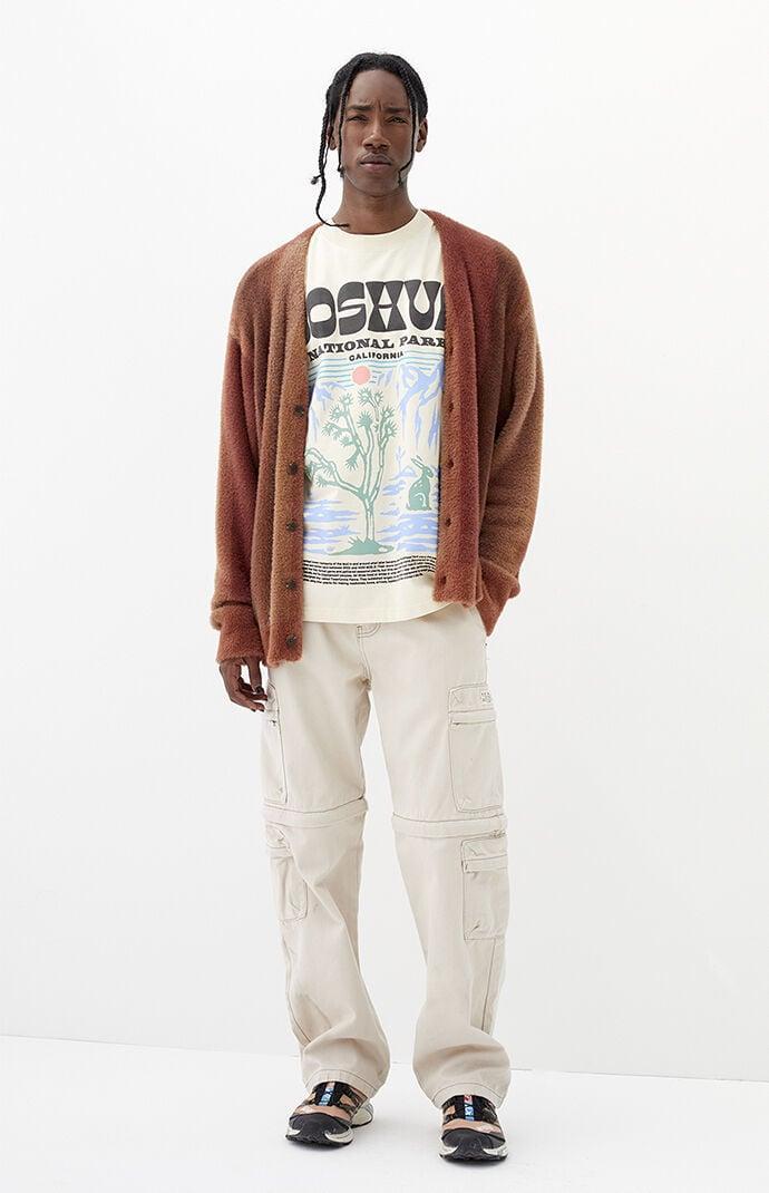 PacSun Mens Cream Baggy Cargo Zip-Off Jeans Product Image