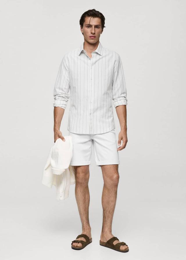 MANGO MAN - Slim-fit denim bermuda shorts whiteMen Product Image