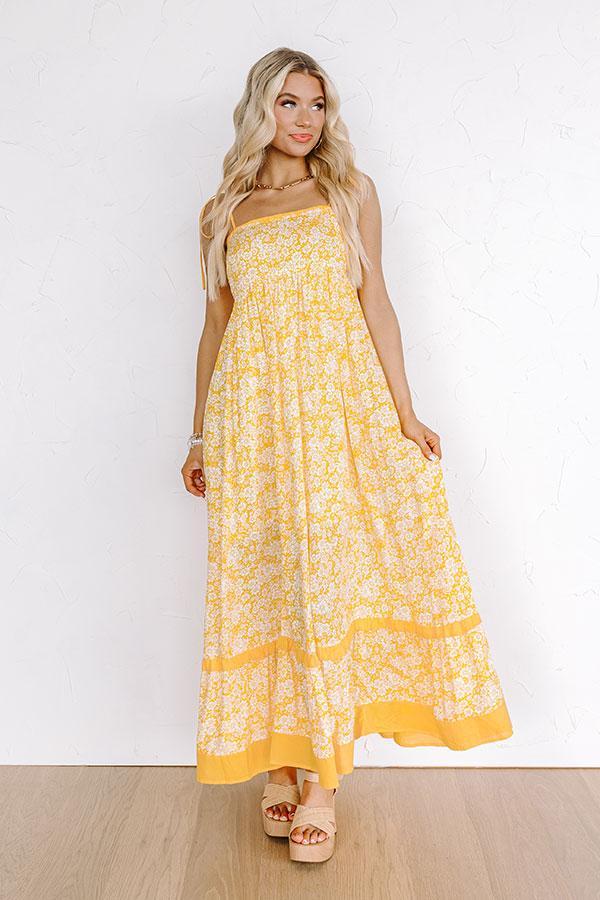 Boho Beauty Floral Maxi Dress in Marigold Product Image