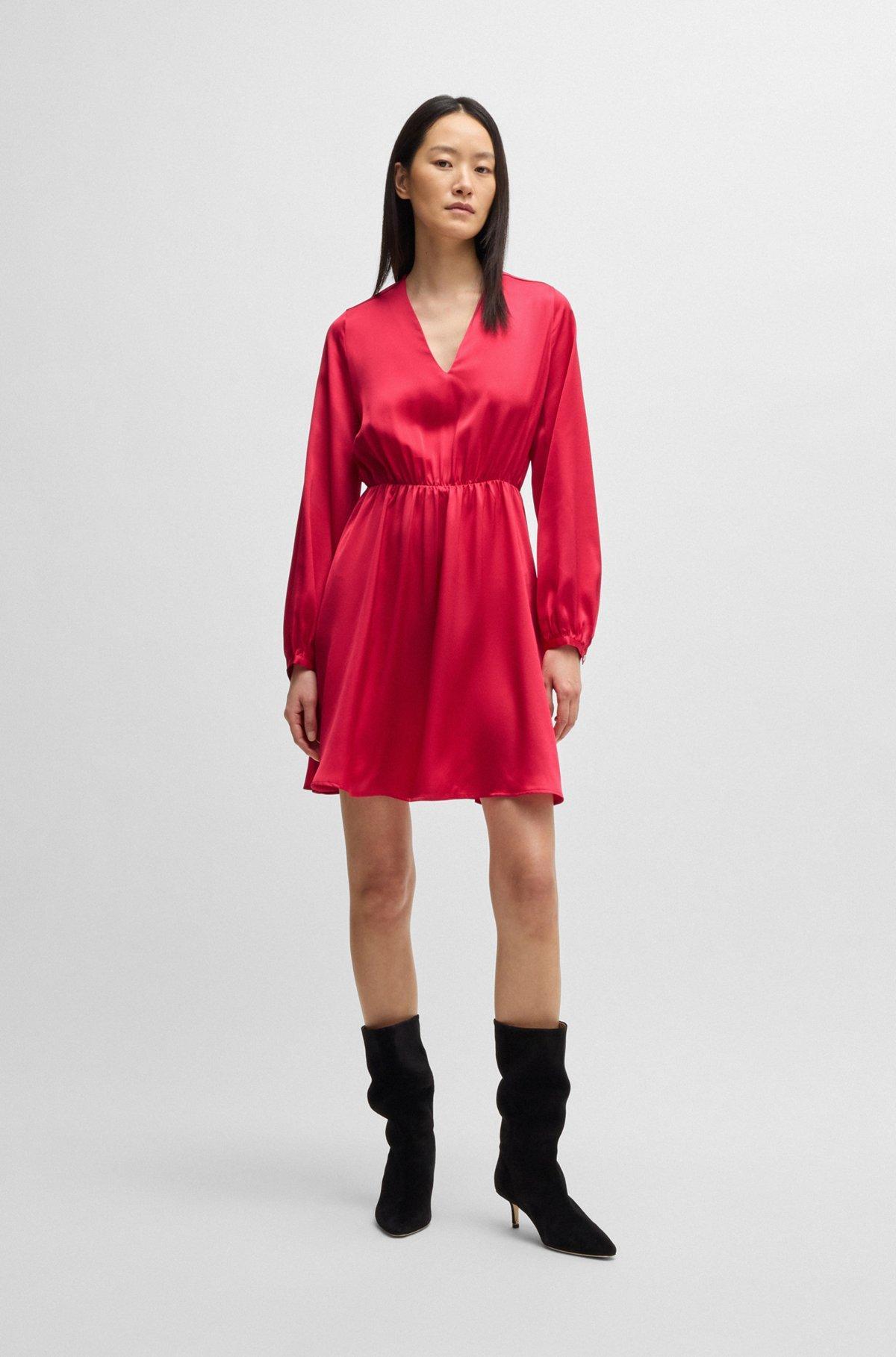 V-neck dress in hammered satin Product Image