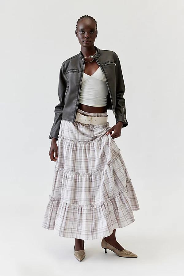 Urban Renewal Remnants Plaid Tiered Maxi Skirt Womens at Urban Outfitters Product Image