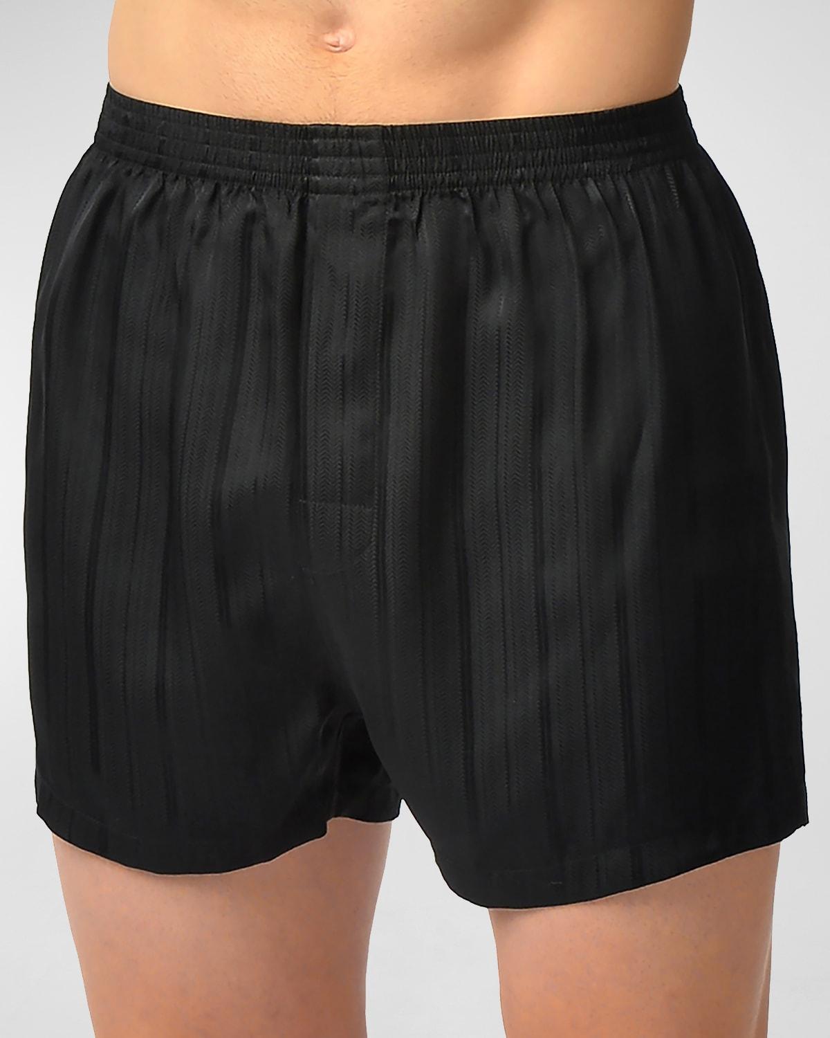 Majestic International Herringbone Stripe Silk Boxer Shorts Product Image