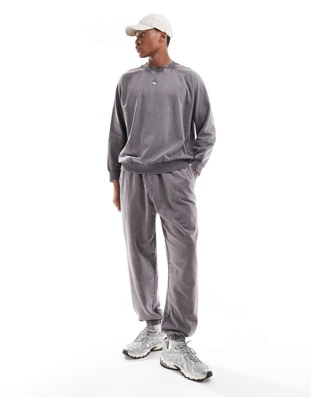 ASOS DESIGN oversized sweatpants in washed gray Product Image