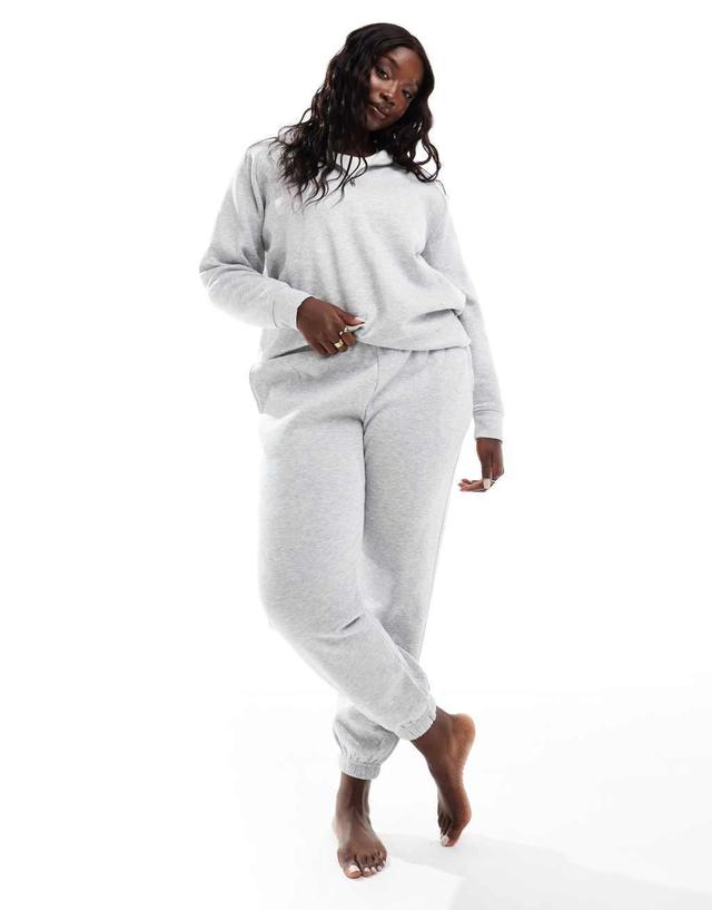 Pieces Curve sweatpants with tie waist in light heather gray - part of a set Product Image