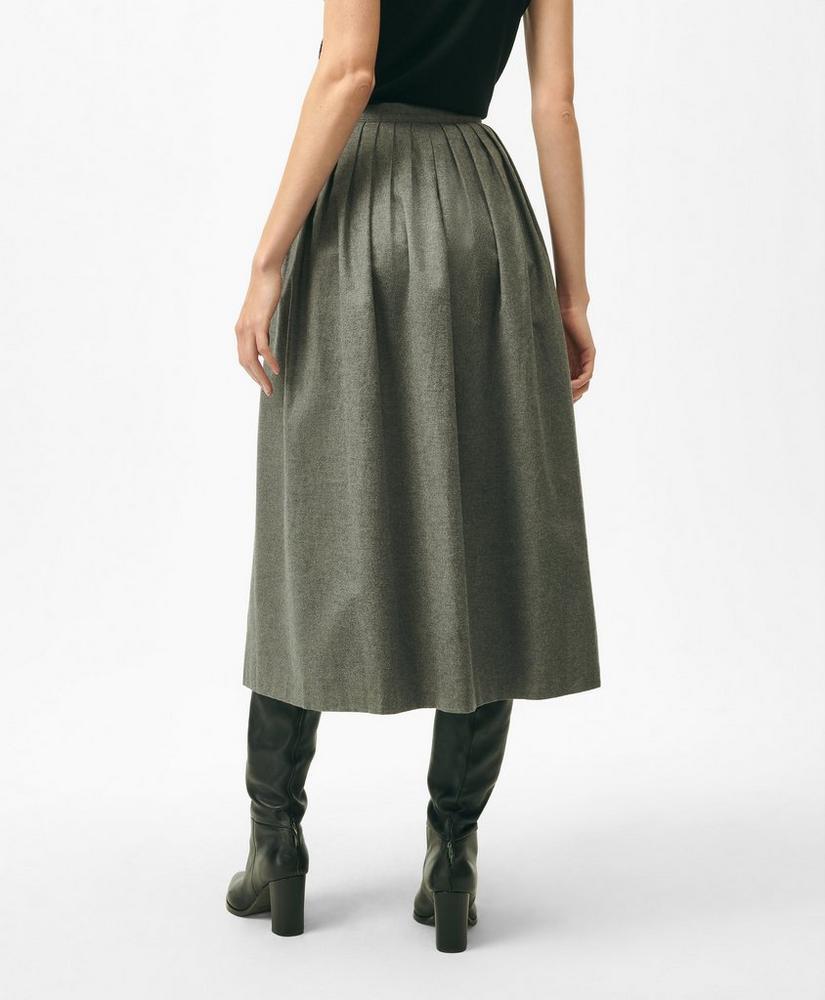 A-Line Pleated Flannel Skirt with Side-Seam Buttons Product Image