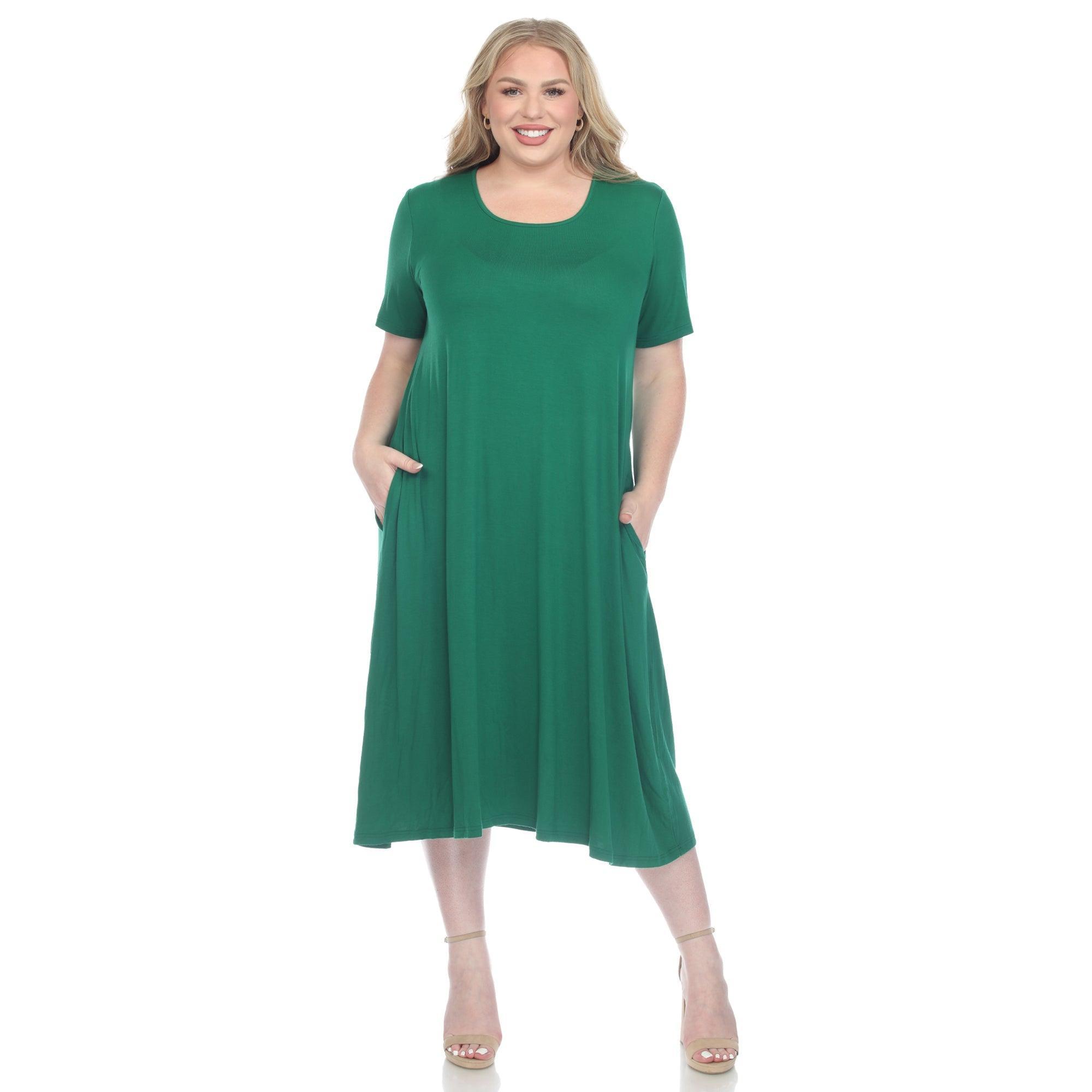 Short Sleeve Pocket Swing Midi Dress - Plus Product Image