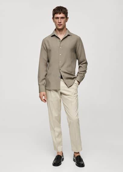 Mango Mens Lyocell Shirt Brown Product Image