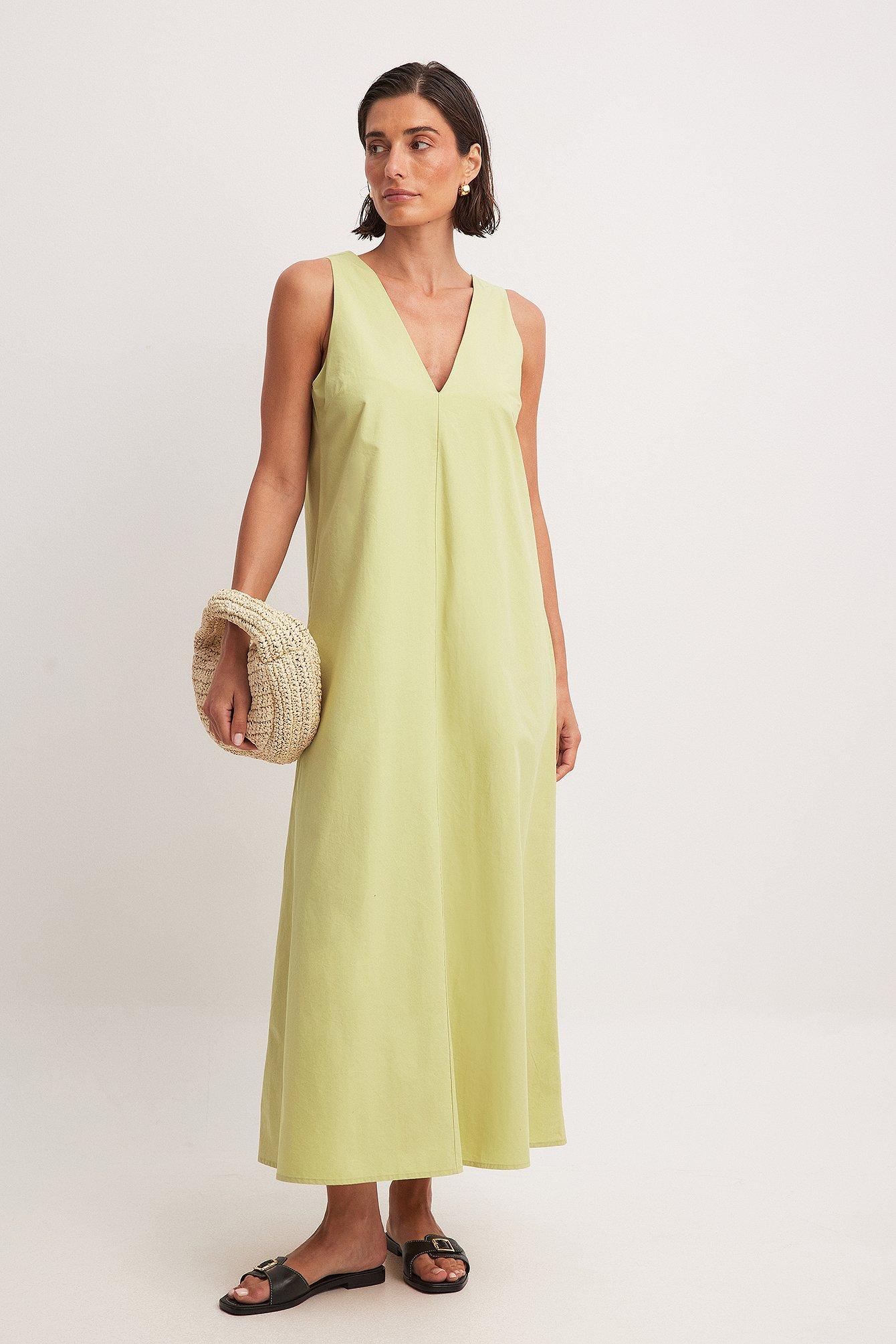 Sleeveless V Neck Cotton Maxi Dress Product Image