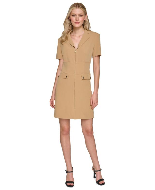 Women's Zip-Front Crepe Sheath Dress Product Image