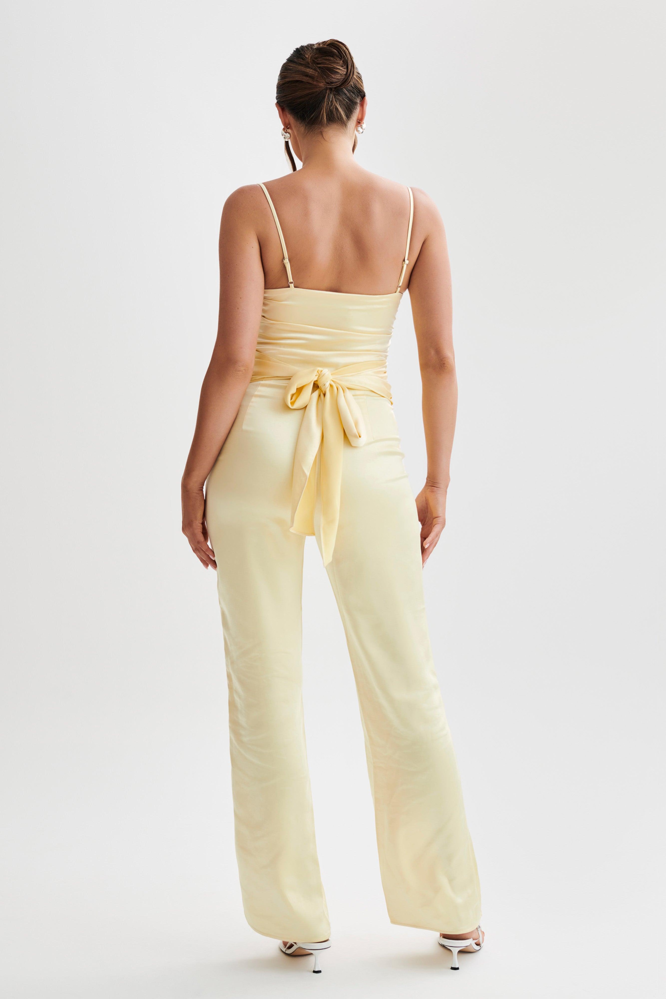 Elina Twist Satin Jumpsuit - Butter Product Image