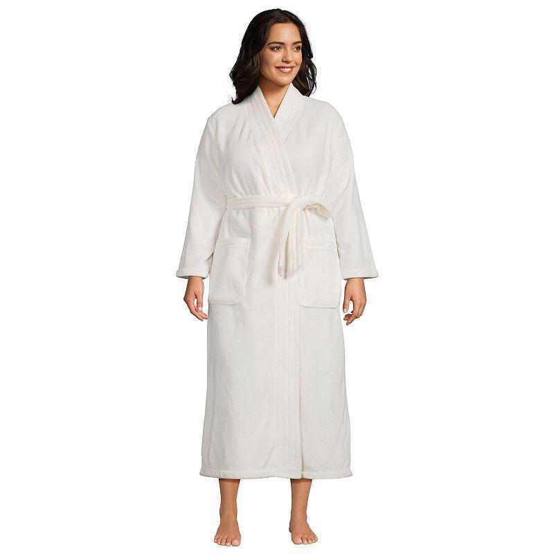 Plus Size Lands End Womens Cozy Plush Long Wrap Robe Product Image