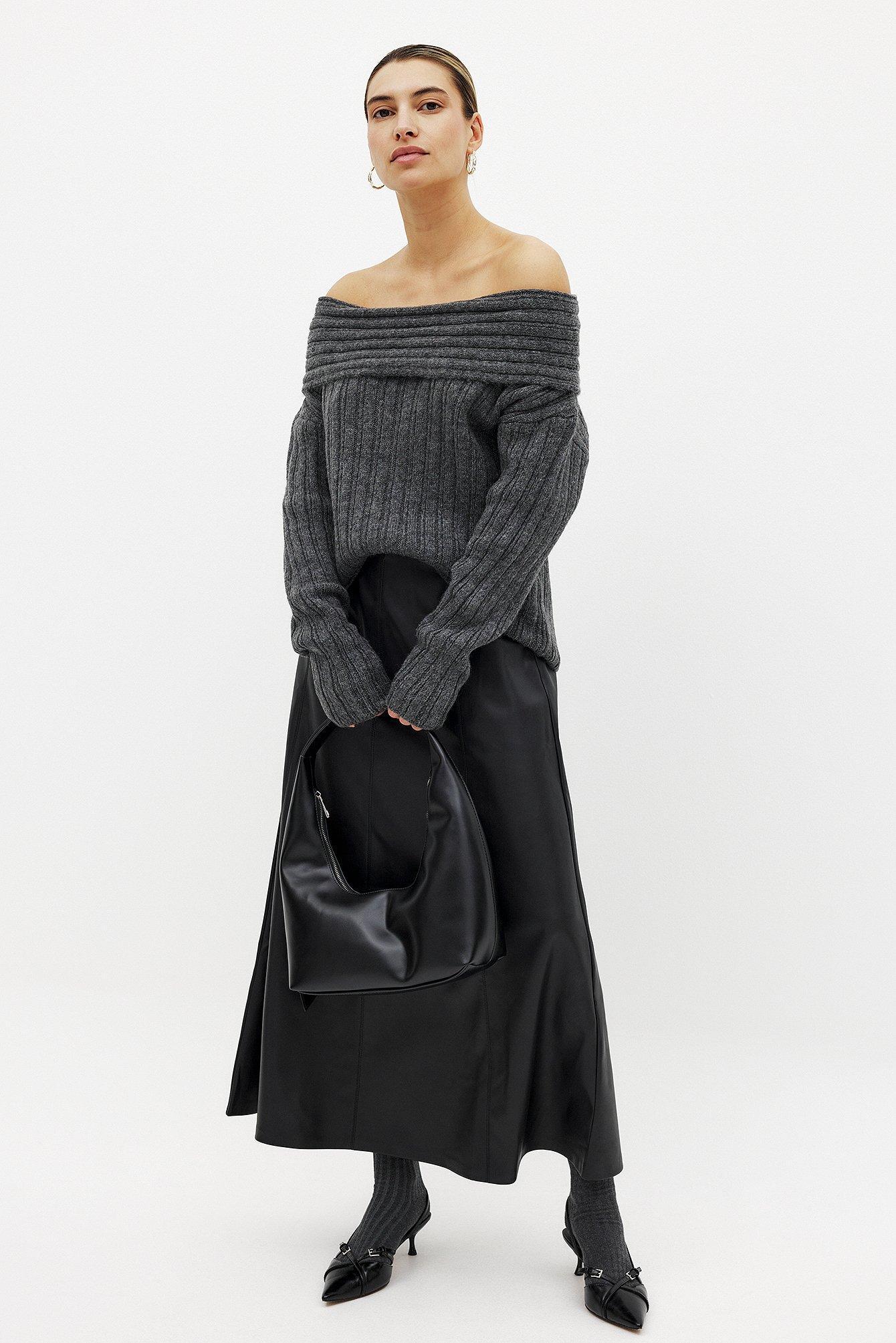 Knitted Off Shoulder Sweater Product Image