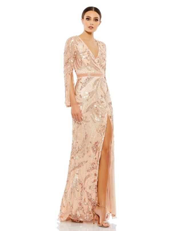 Womens Beaded Trumpet Gown Product Image