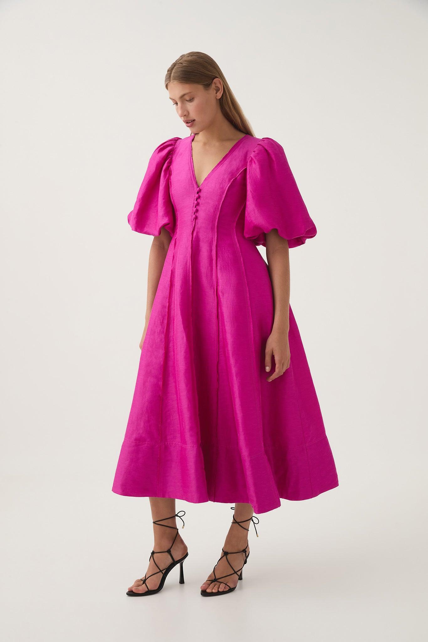 Dusk Puff Sleeve Midi Dress Female Product Image