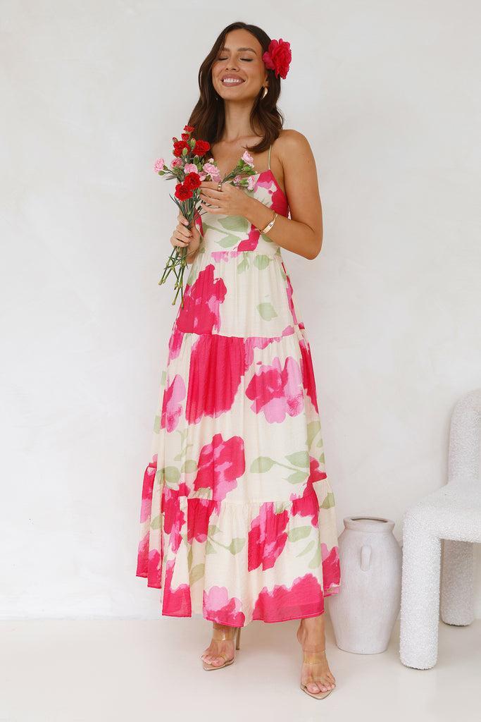 First Flower Maxi Dress Beige Product Image