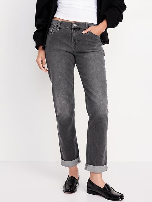 Mid-Rise Wow Boyfriend Straight Jeans Product Image