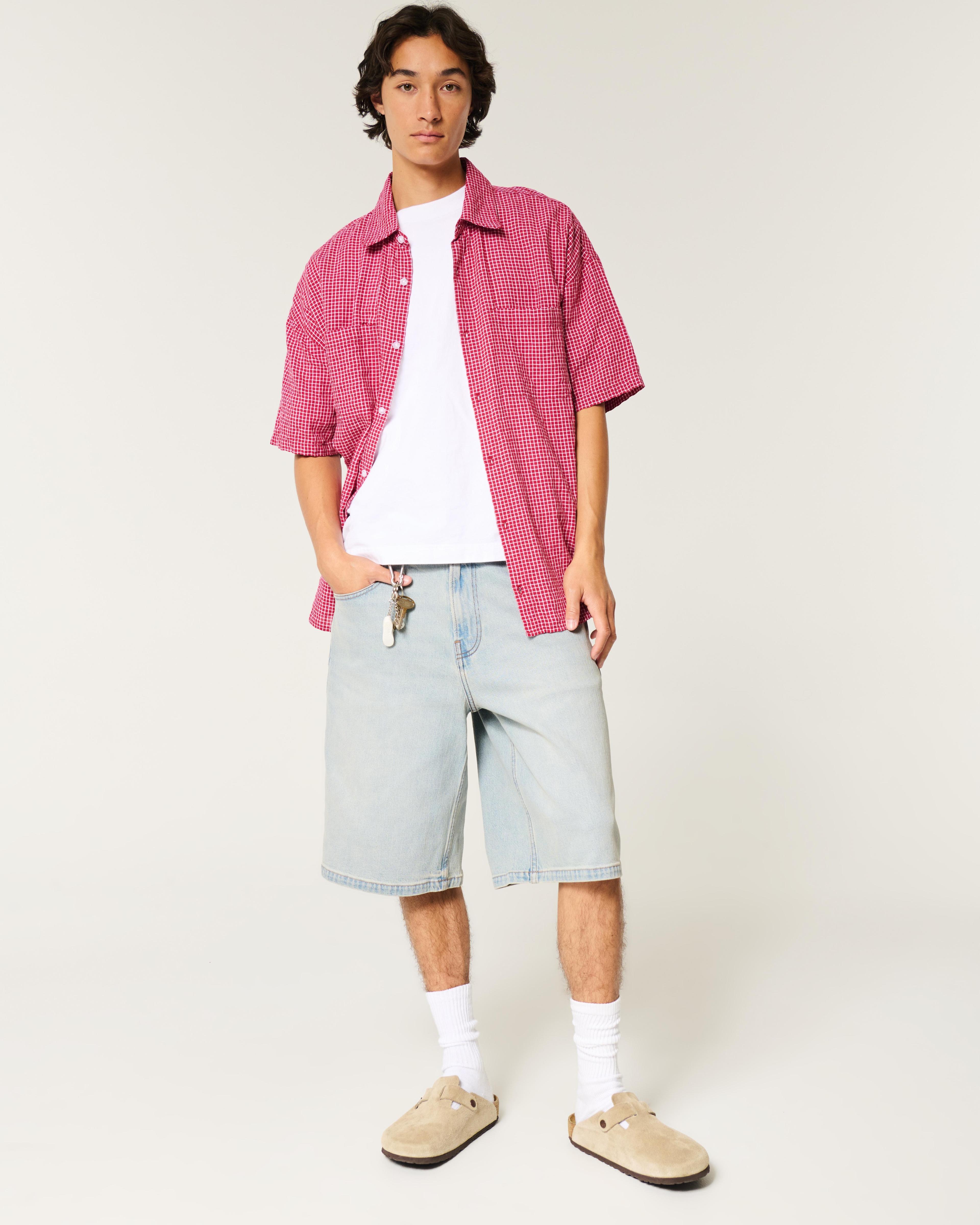 Medium Wash Super Baggy Denim Cargo Shorts Product Image