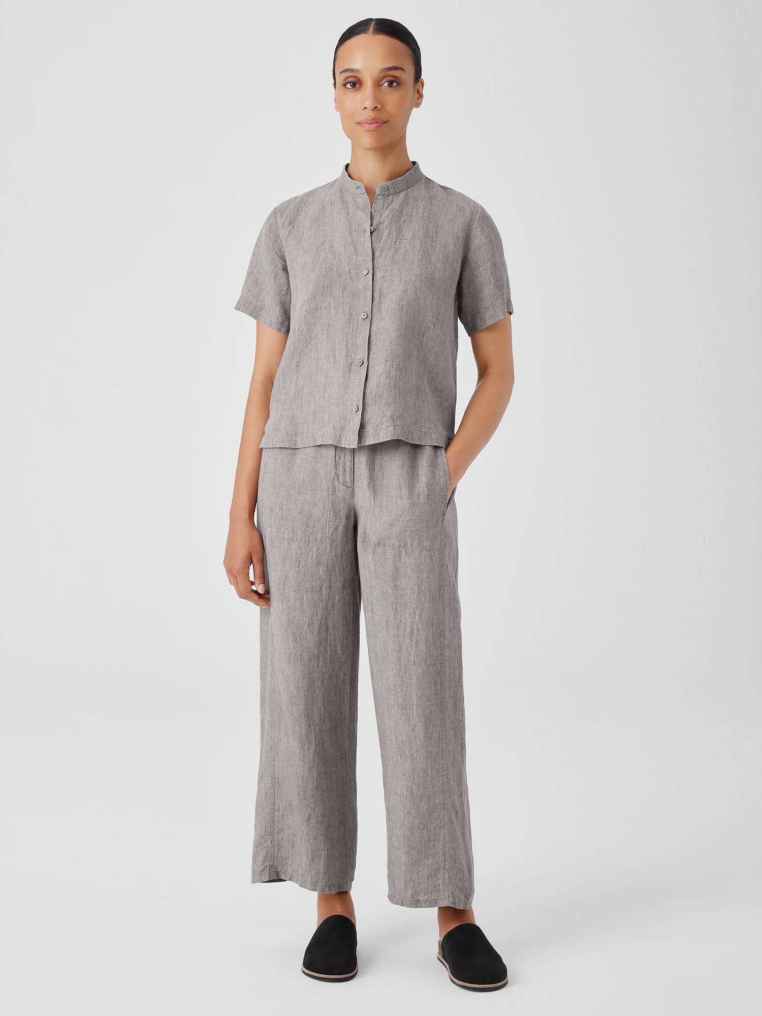 Washed Organic Linen Dlav Wide Trouser Pant Product Image