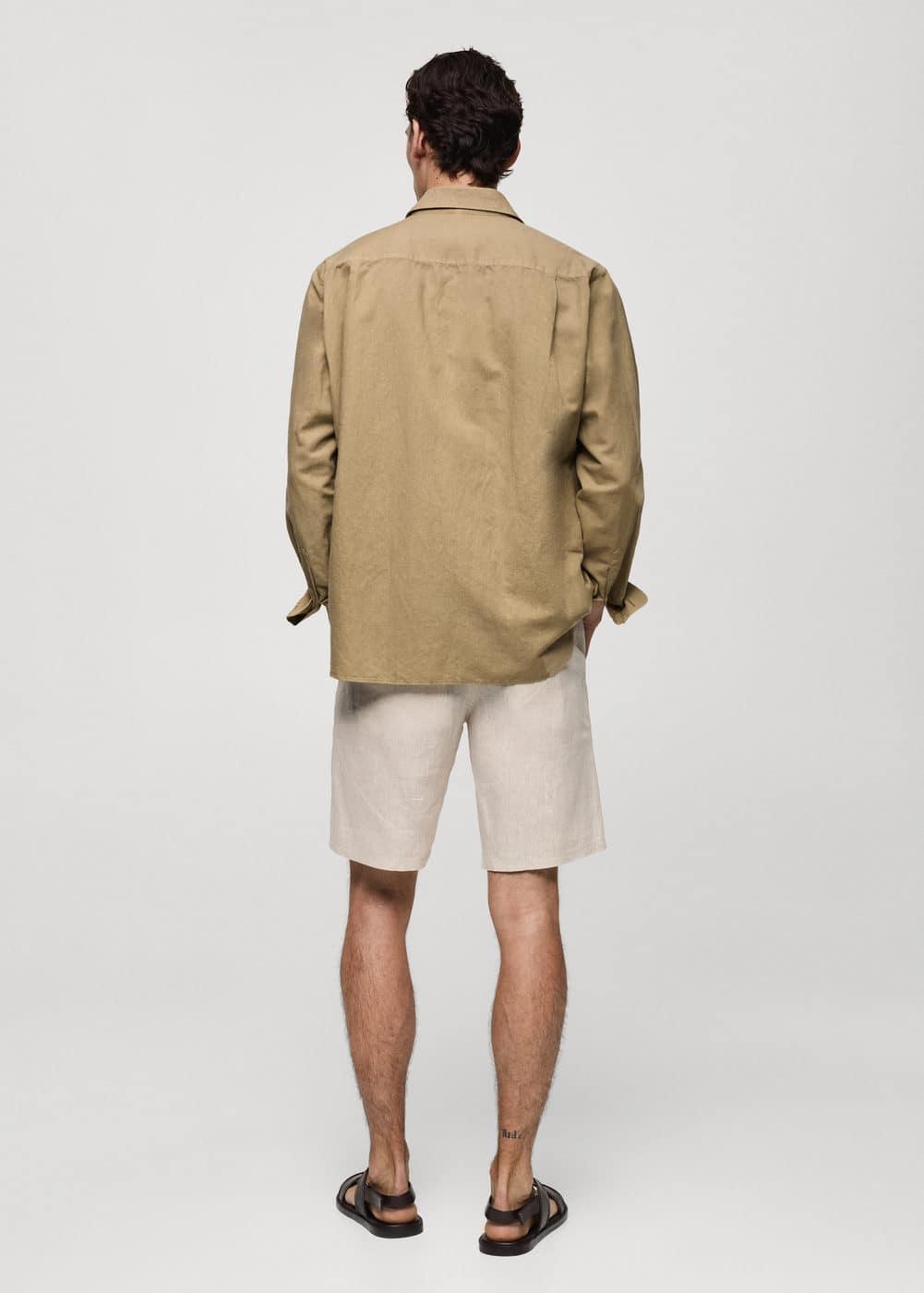 MANGO MAN - Classic-fit linen-blend shirt khakiMen Product Image