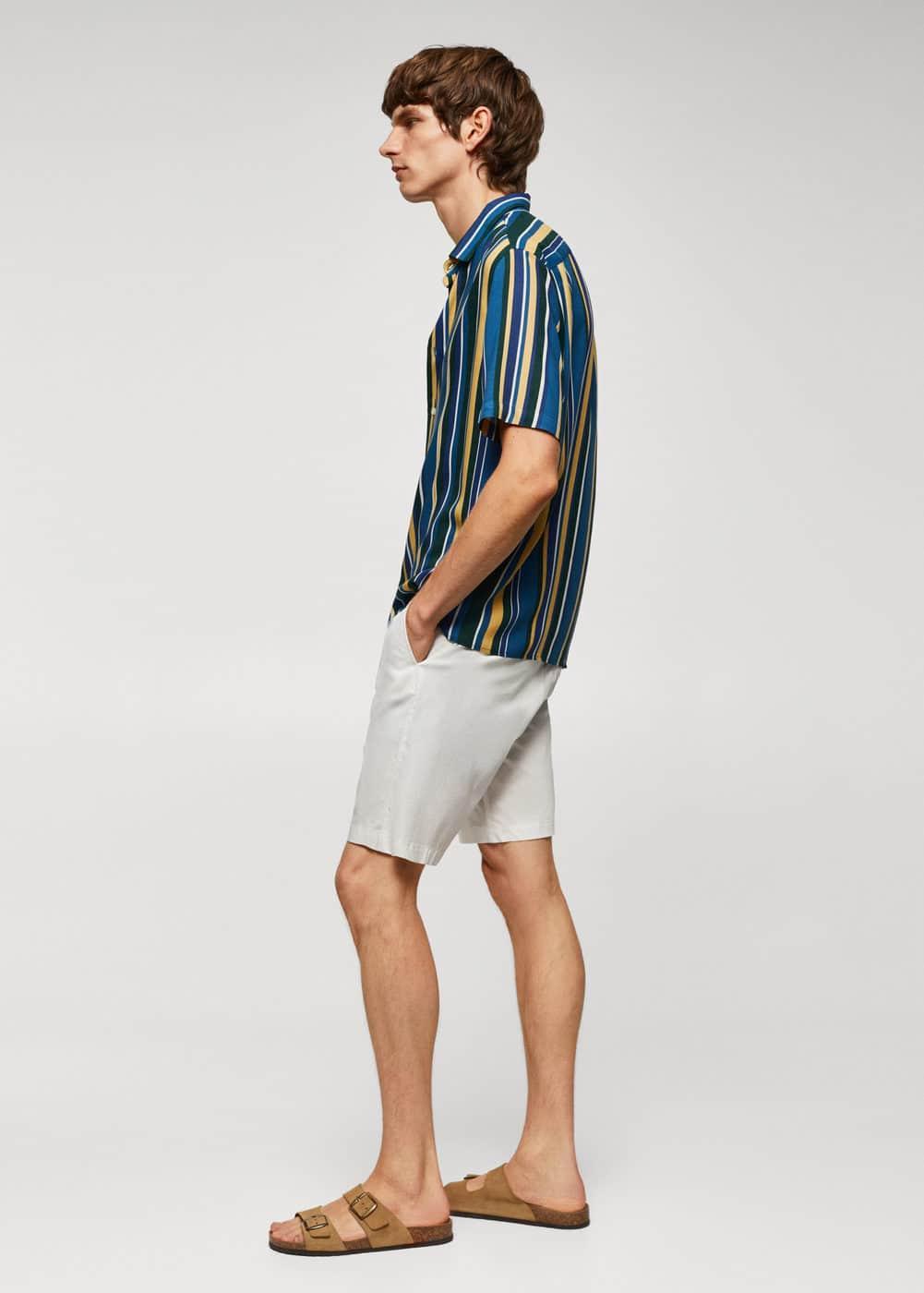 MANGO MAN - Short sleeve striped shirt blueMen Product Image