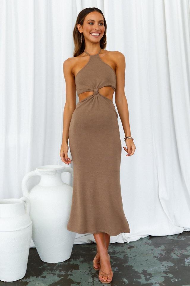 Not So Subtle Midi Dress Brown Product Image