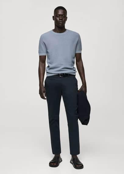 MANGO MAN - Cotton tapered crop pants dark navyMen Product Image