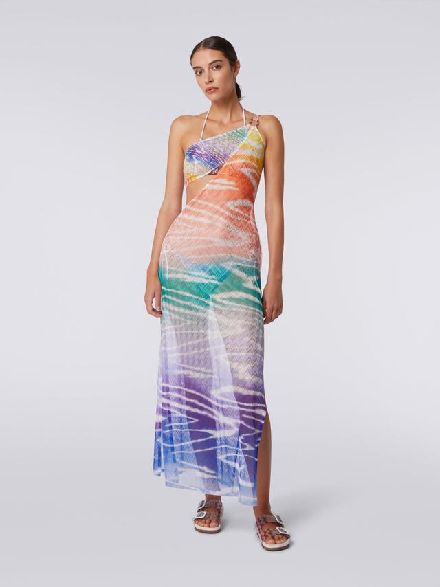 Long one-shoulder tie-dye print cover up dress Product Image