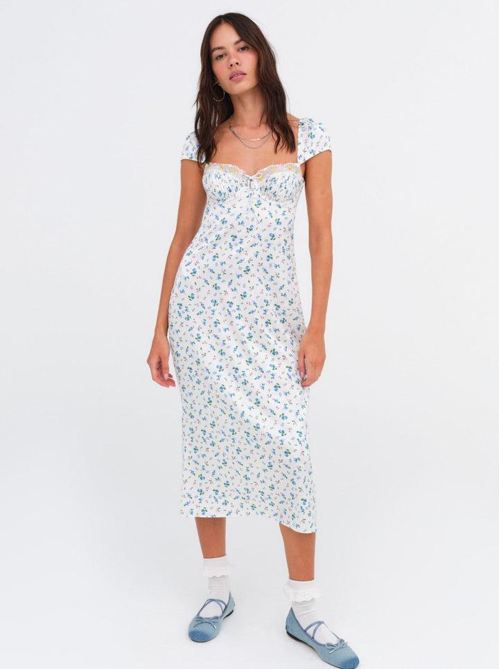 Paloma Midi Slip Dress — Blue Product Image