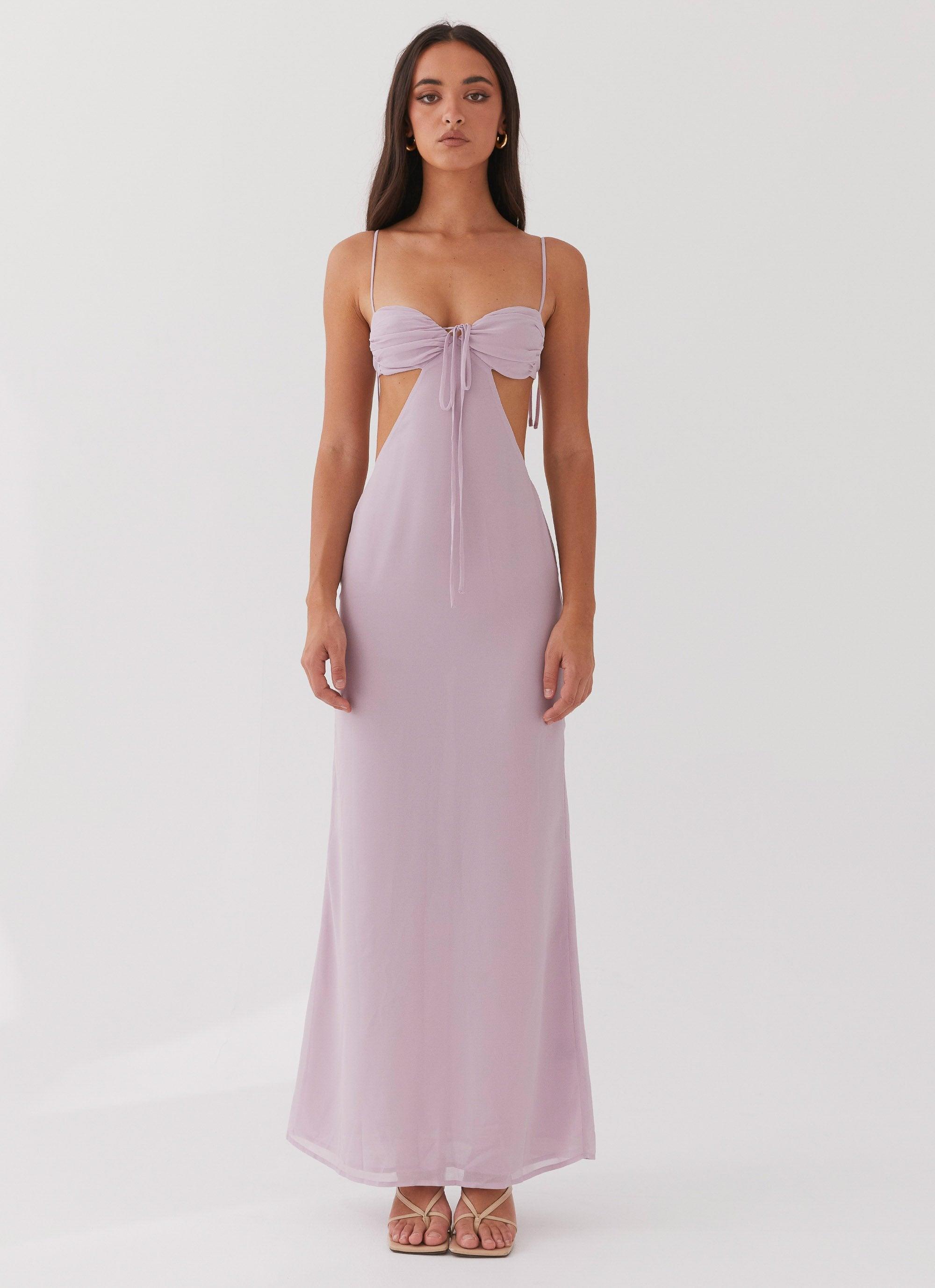 Tyra Ruched Maxi Dress - Lavender Product Image