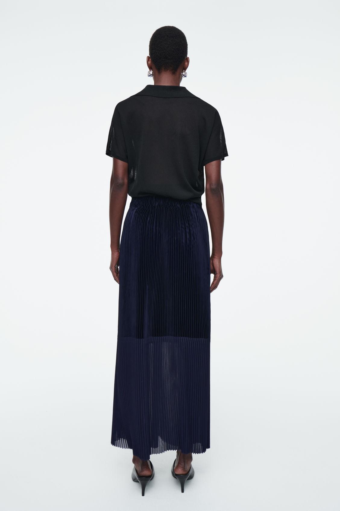 PANELLED PLEATED COLUMN MAXI SKIRT Product Image